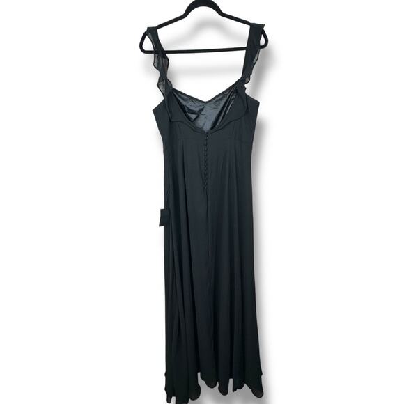Lulus NWT Dreamy Admiration Black Ruffled Sweetheart Chiffon Maxi Dress Large - Picture 7 of 11
